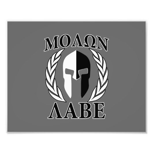 Molon Labe Spartan Mask Armor Laurels Monochrome Foto Afdruk (Voorkant)