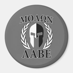 Molon Labe Spartan Mask Armor Laurels Monochrome Magneet
