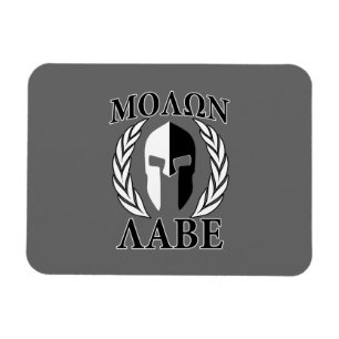 Molon Labe Spartan Mask Armor Laurels Monochrome Magneet
