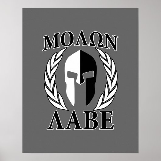 Molon Labe Spartan Mask Armor Laurels Monochrome Poster (Voorkant)
