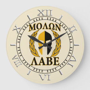 Molon Labe Spartan Mask Laurels beige Dial Grote Klok
