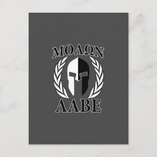 Molon Labe Spartan Mask Laurels Black & White Briefkaart