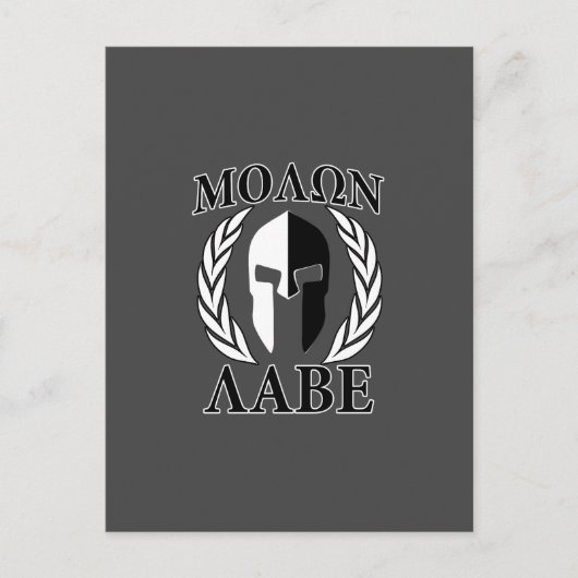 Molon Labe Spartan Mask Laurels Black & White Briefkaart (Voorkant)