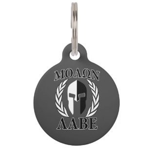 Molon Labe Spartan Mask Laurels Black & White Huisdierpenning