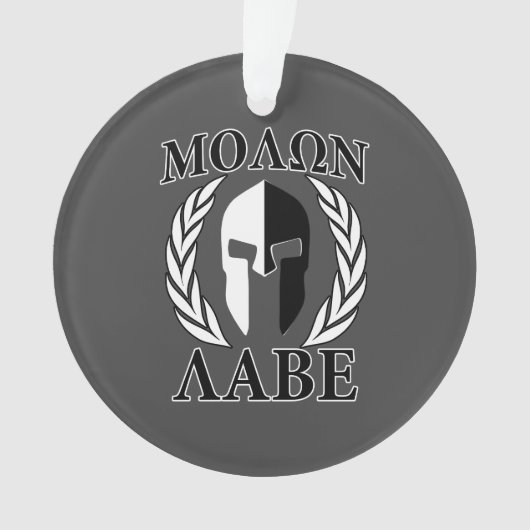 Molon Labe Spartan Mask Laurels Black & White Ornament (voorkant)