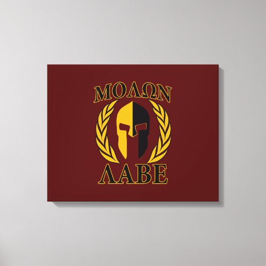 Molon Labe Spartan Mask Laurels Burgundy Canvas Afdruk (Voorkant)