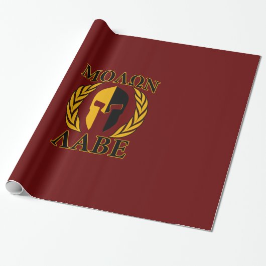 Molon Labe Spartan Mask Laurels Burgundy Decor Cadeaupapier (Uitgerold)