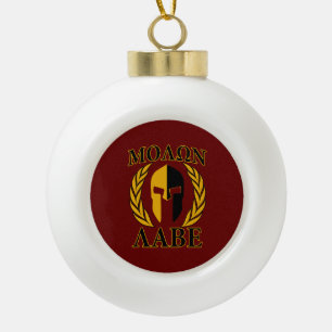 Molon Labe Spartan Mask Laurels Burgundy Keramische Bal Ornament