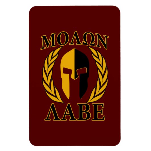 Molon Labe Spartan Mask Laurels Burgundy Magneet (Verticaal)