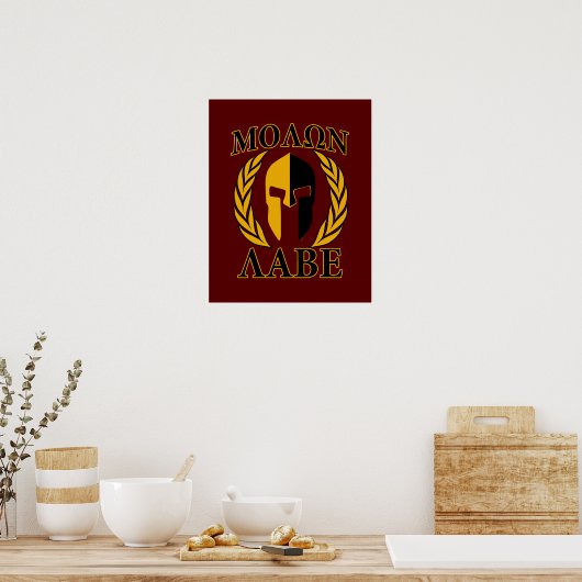 Molon Labe Spartan Mask Laurels Burgundy Poster (Keuken)