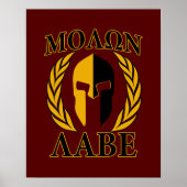Molon Labe Spartan Mask Laurels Burgundy Poster (Voorkant)