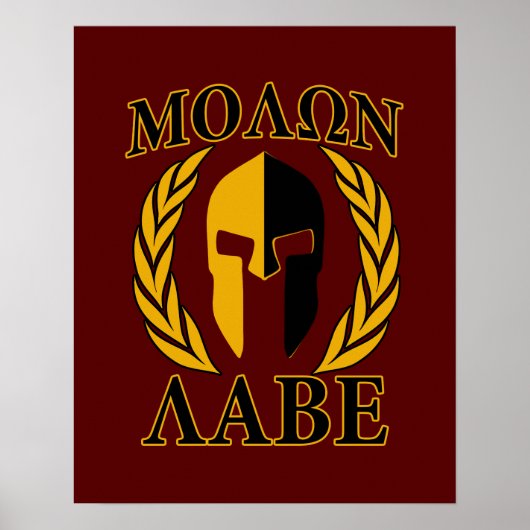 Molon Labe Spartan Mask Laurels Burgundy Poster (Voorkant)