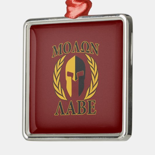 Molon Labe Spartan Mask Laurels Burgundy Red Metalen Ornament (Links)