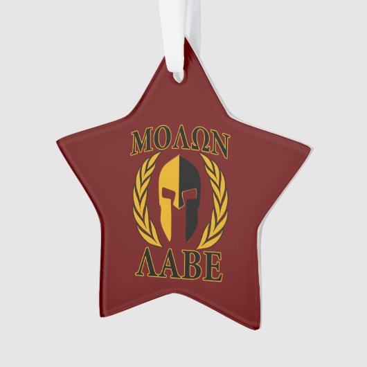 Molon Labe Spartan Mask Laurels Burgundy Red Ornament (voorkant)