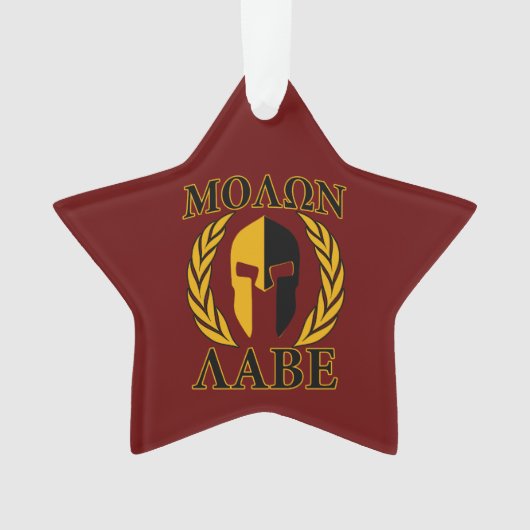 Molon Labe Spartan Mask Laurels Burgundy Red Ornament (voorkant)