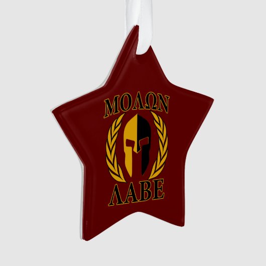 Molon Labe Spartan Mask Laurels Burgundy Red Ornament (voorkant)