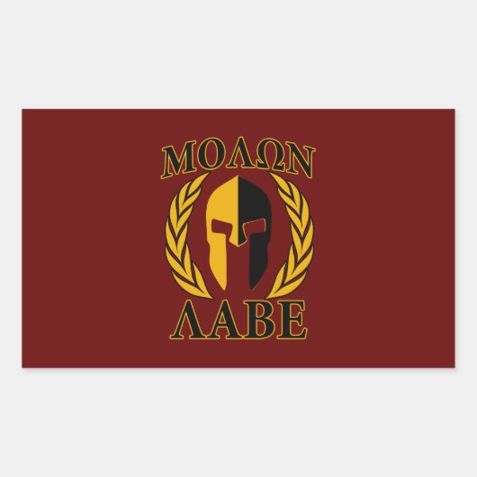 Molon Labe Spartan Mask Laurels Burgundy Red Rechthoekige Sticker (Voorkant)