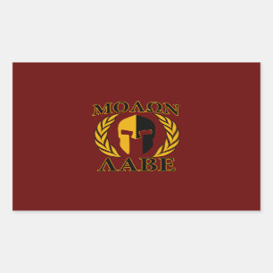 Molon Labe Spartan Mask Laurels Burgundy Red Rechthoekige Sticker