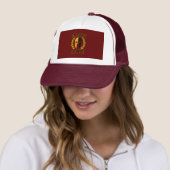 Molon Labe Spartan Mask Laurels Burgundy Red Trucker Pet (In situ)