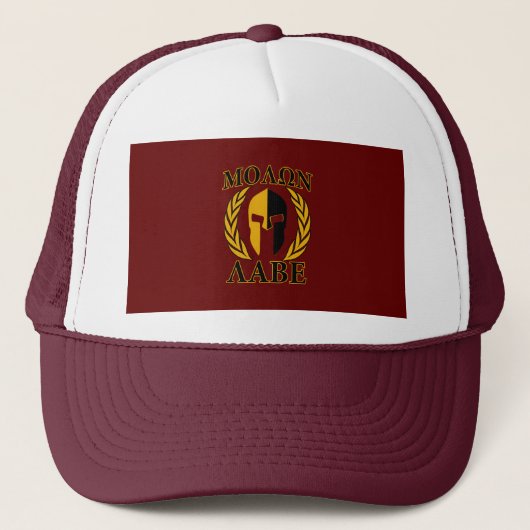Molon Labe Spartan Mask Laurels Burgundy Red Trucker Pet (Voorkant)