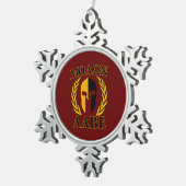 Molon Labe Spartan Mask Laurels Burgundy Tin Sneeuwvlok Ornament (Rechts)