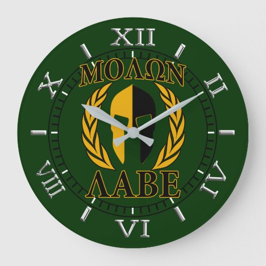 Molon Labe Spartan Mask Laurels Forest Green Dial Grote Klok (Voorkant)