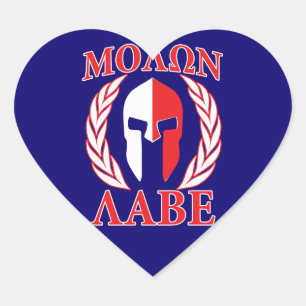 Molon Labe Spartan Mask Laurels Navy Blue Hart Sticker