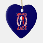 Molon Labe Spartan Mask Laurels Navy Blue Keramisch Ornament (Rechts)