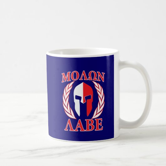 Molon Labe Spartan Mask Laurels Navy Blue Koffiemok (Rechts)