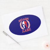 Molon Labe Spartan Mask Laurels Navy Blue Ovale Sticker (Envelop)