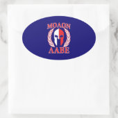 Molon Labe Spartan Mask Laurels Navy Blue Ovale Sticker (Tas)