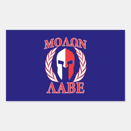 Molon Labe Spartan Mask Laurels Navy Blue Rechthoekige Sticker (Voorkant)