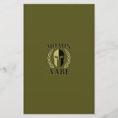Molon Labe Spartan Mask Laurels Olive Green Briefpapier (Voorkant)