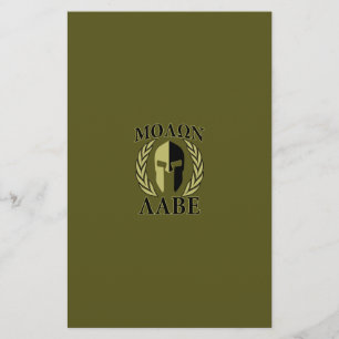 Molon Labe Spartan Mask Laurels Olive Green Briefpapier