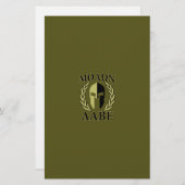Molon Labe Spartan Mask Laurels Olive Green Briefpapier (Voorkant / Achterkant)