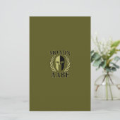 Molon Labe Spartan Mask Laurels Olive Green Briefpapier (Staand voorkant)