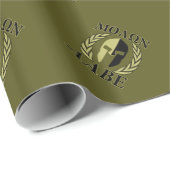 Molon Labe Spartan Mask Laurels Olive Green Cadeaupapier (Rol Hoek)
