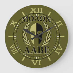 Molon Labe Spartan Mask Laurels Olive Green Dial Grote Klok