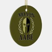 Molon Labe Spartan Mask Laurels Olive Green Keramisch Ornament (Rechts)