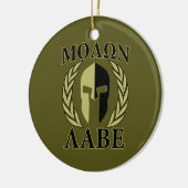 Molon Labe Spartan Mask Laurels Olive Green Keramisch Ornament (Links)