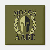 Molon Labe Spartan Mask Laurels Olive Green Magneet (Voorkant)