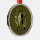 Molon Labe Spartan Mask Laurels Olive Green Metalen Ornament (Rechts)