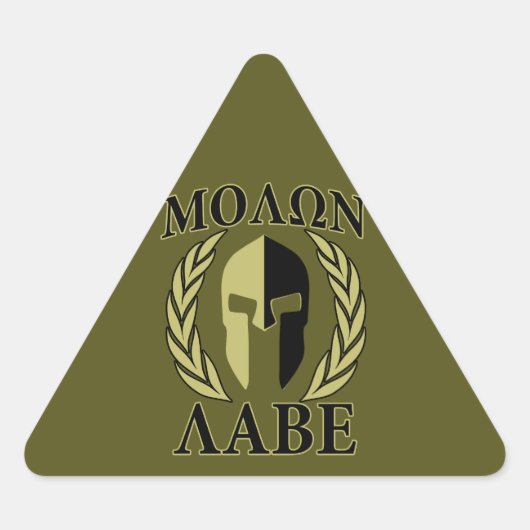 Molon Labe Spartan Mask Laurels Olive Green Sticker (Voorkant)