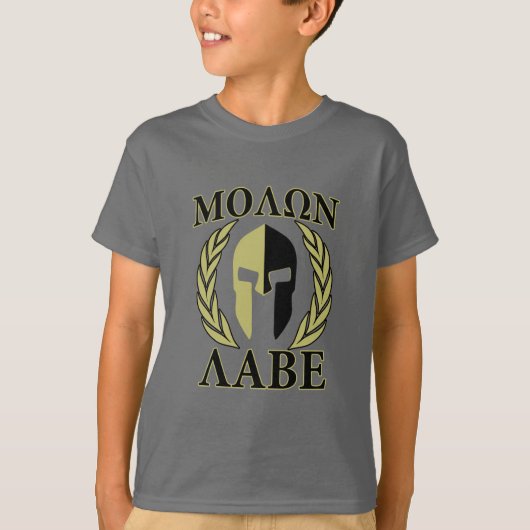Molon Labe Spartan Mask Laurels Olive Green T-shirt (Voorkant)