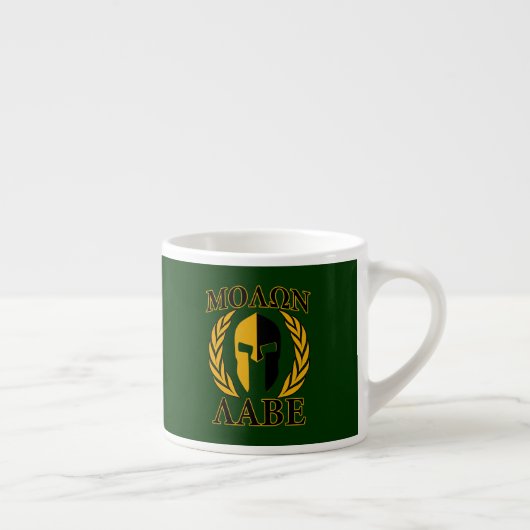 Molon Labe Spartan Mask Laurels on Green Espresso Kop (Rechts)
