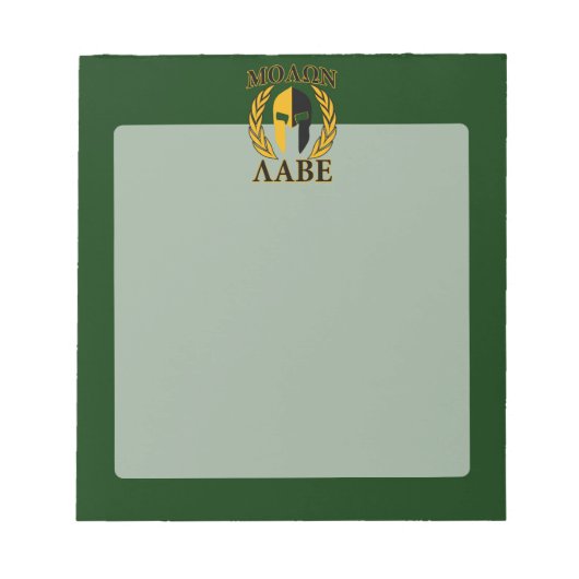 Molon Labe Spartan Mask Laurels on Green Notitieblok (Voorkant)