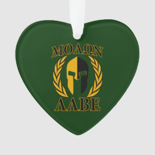 Molon Labe Spartan Mask Laurels on Green Ornament
