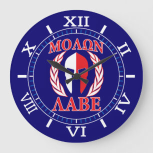 Molon Labe Spartan Mask Laurels Red Blue Dial Grote Klok