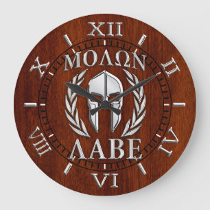 Molon Labe Spartan Mask Laurels Silver Dial Grote Klok