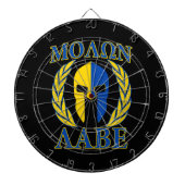 Molon Labe Spartan Mask Laurels Yellow Blue Dartbord (Voorkant)